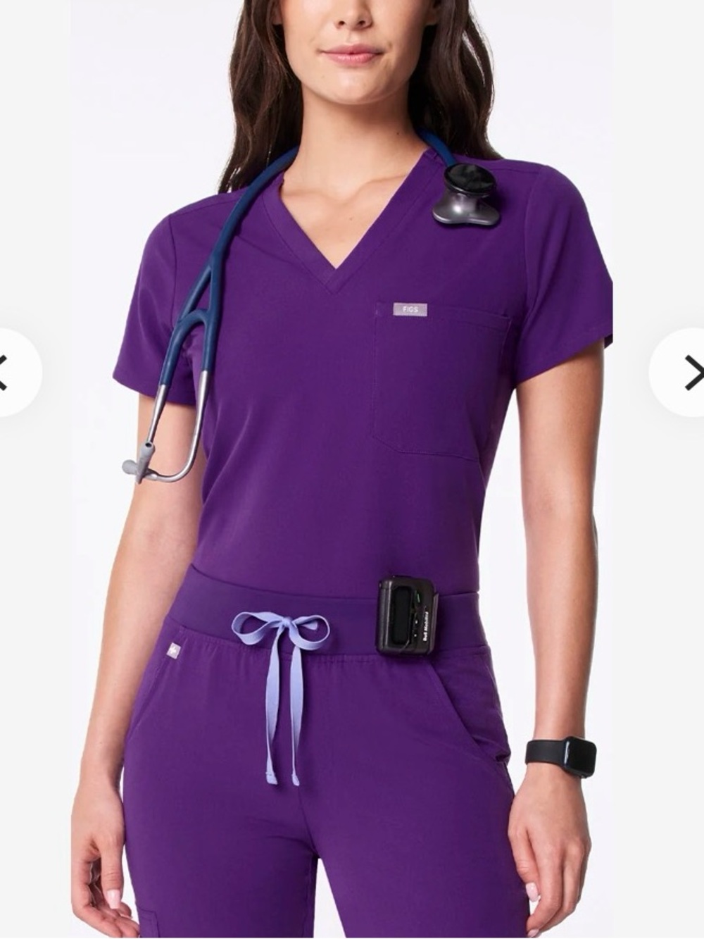FIGS Catarina V Neck Scrub One Pocket Top Hospital Uniform Medical Purple Violet